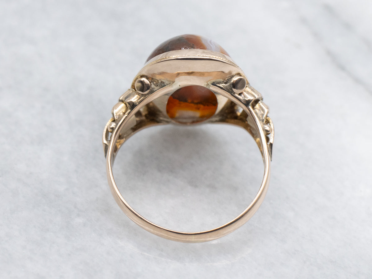 Victorian Carnelian Moss Agate Ring