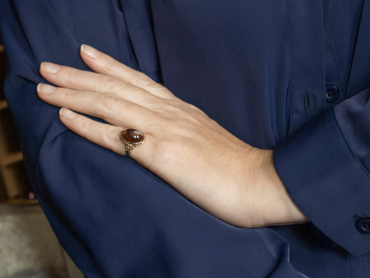 Victorian Carnelian Moss Agate Ring