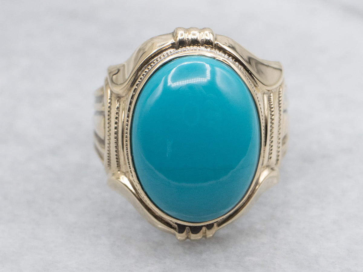 Ostby and Barton Turquoise and Gold Statement Ring