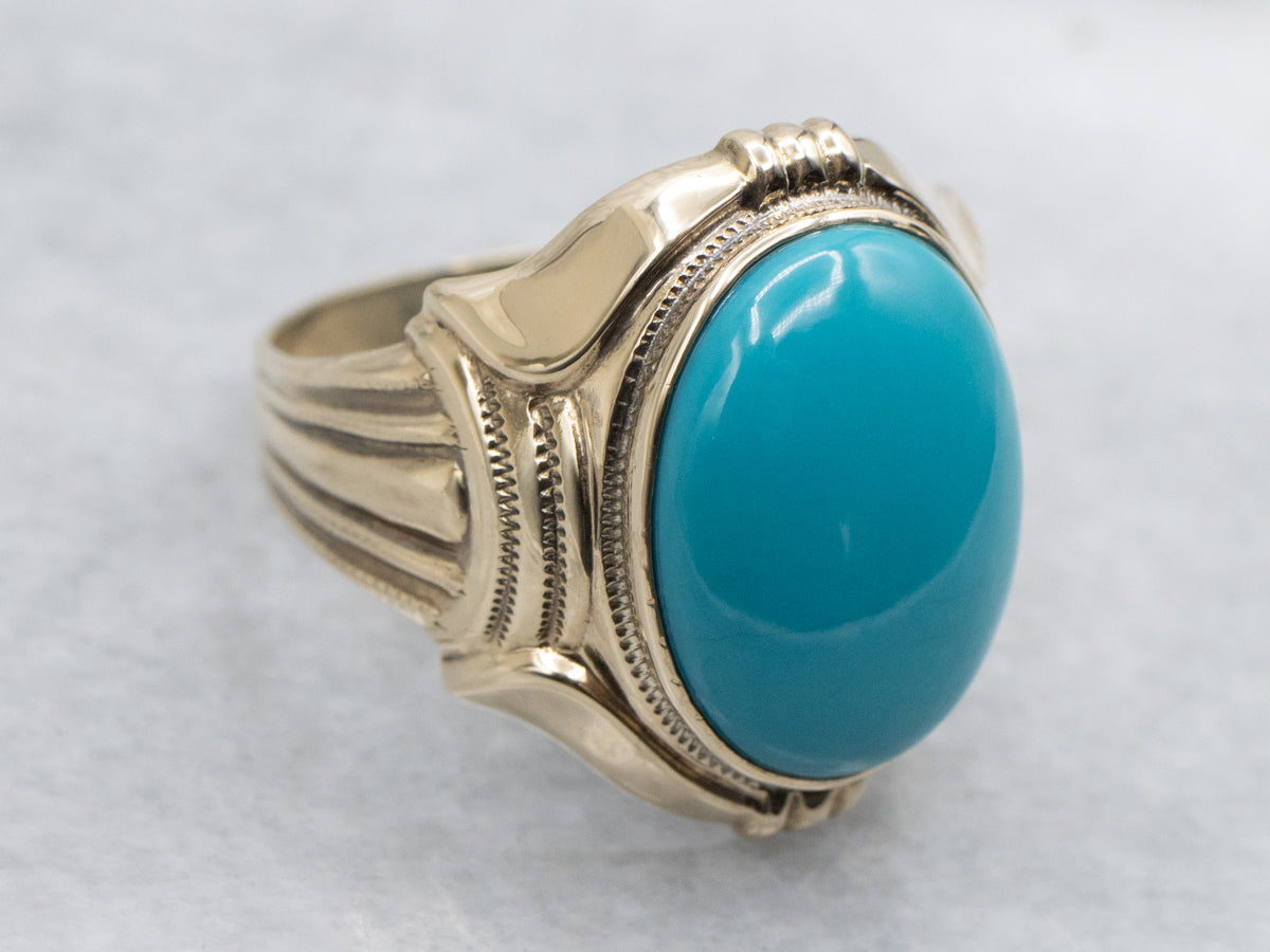 Ostby and Barton Turquoise and Gold Statement Ring