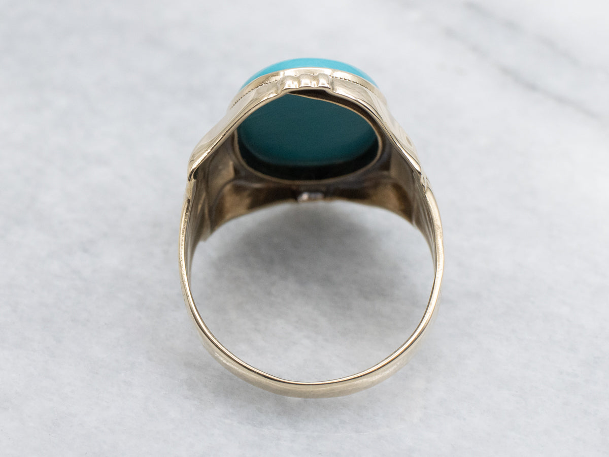 Ostby and Barton Turquoise and Gold Statement Ring