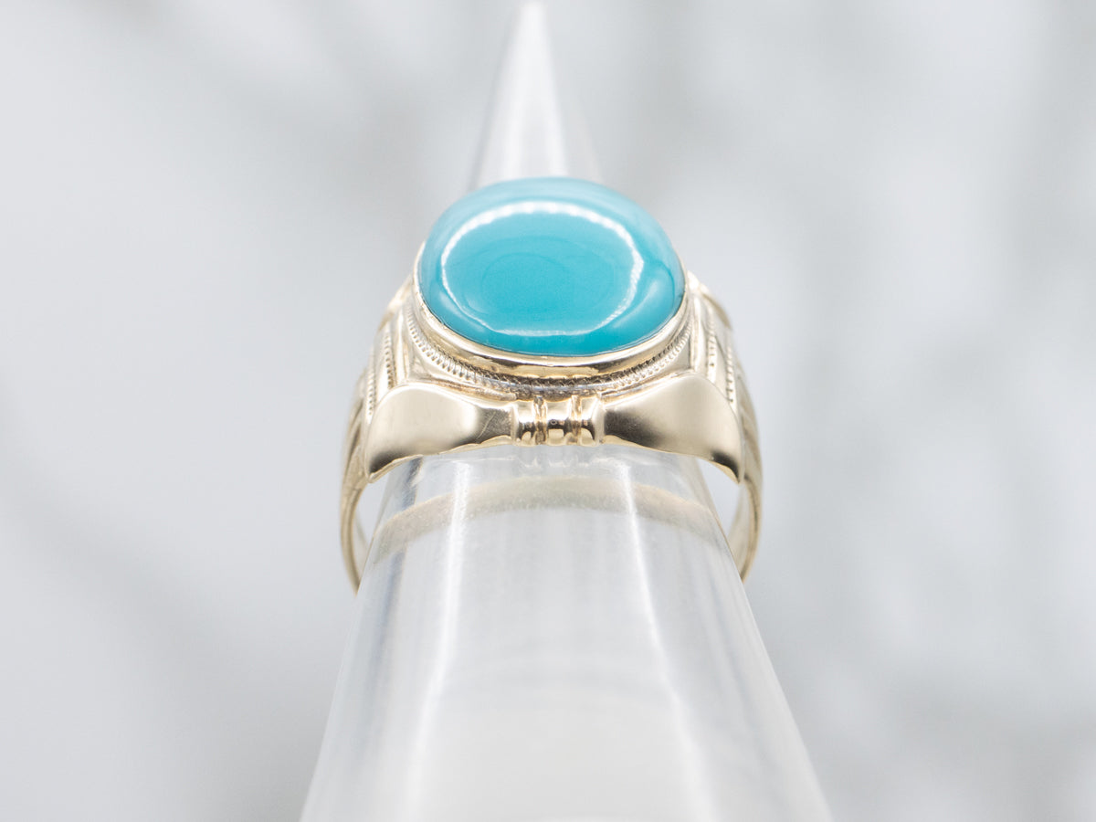 Ostby and Barton Turquoise and Gold Statement Ring