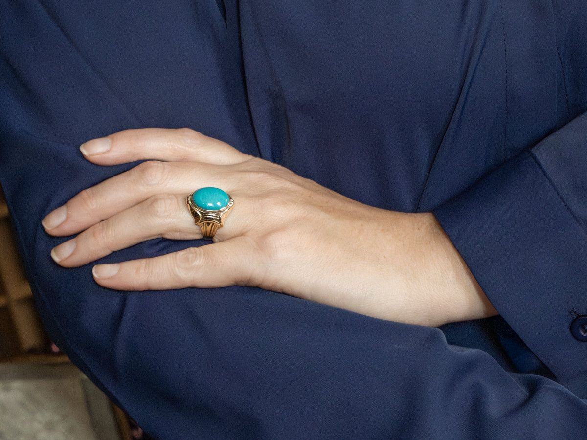 Ostby and Barton Turquoise and Gold Statement Ring