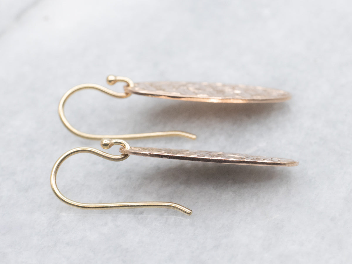 Victorian Gold Floral Cufflink Conversion Drop Earrings