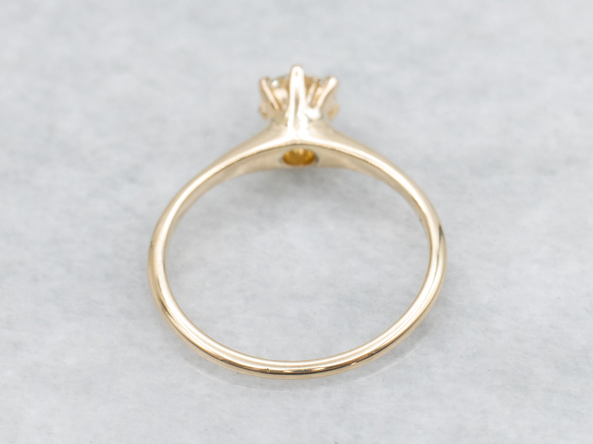 Antique 14-Karat Gold Old Mine Cut Diamond Solitaire Ring