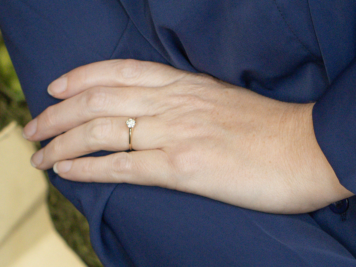 Antique 14-Karat Gold Old Mine Cut Diamond Solitaire Ring