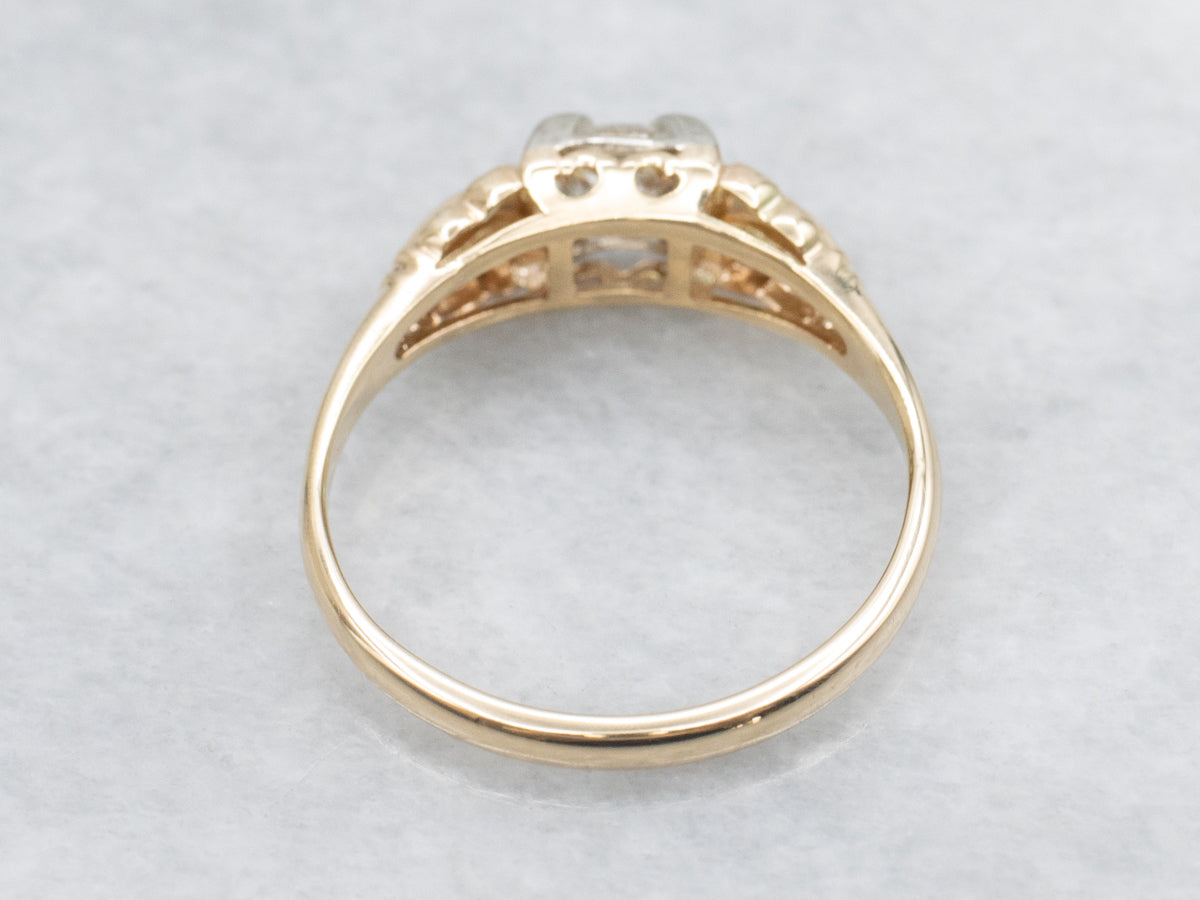 Old Mine Cut Diamond Retro Era Engagement Ring