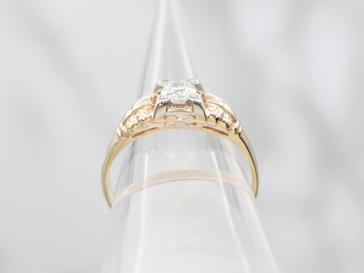 Old Mine Cut Diamond Retro Era Engagement Ring