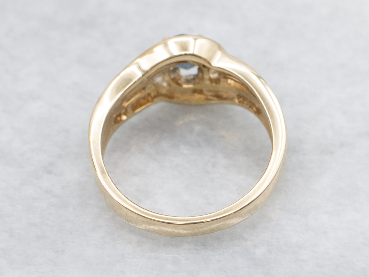 Modern Teal-Hued Spinel and Diamond Ring