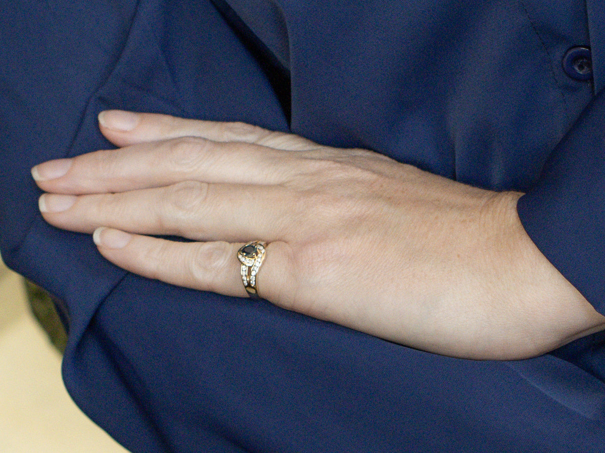 Modern Teal-Hued Spinel and Diamond Ring