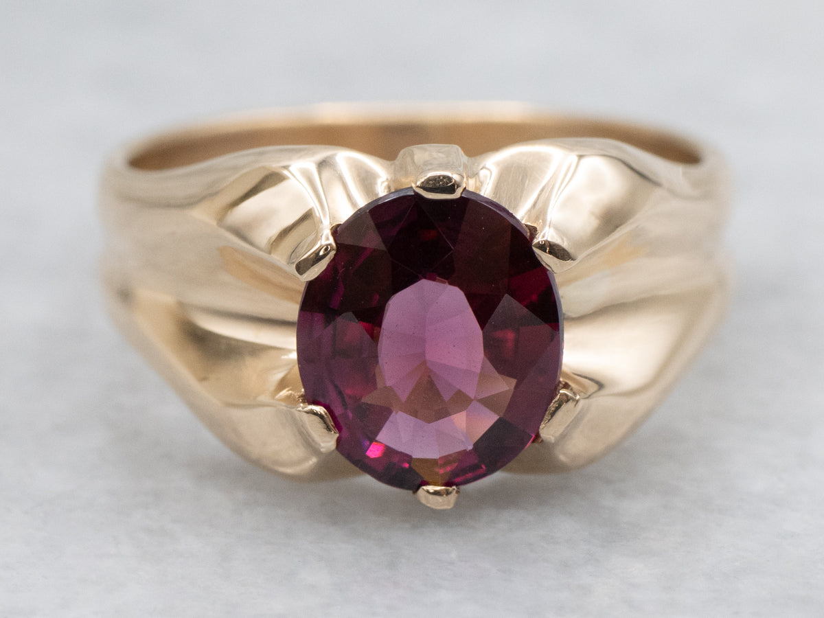 Mid-Century Garnet Solitaire Ring