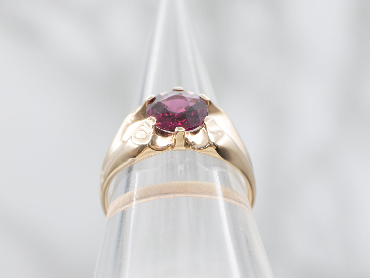 Mid-Century Garnet Solitaire Ring