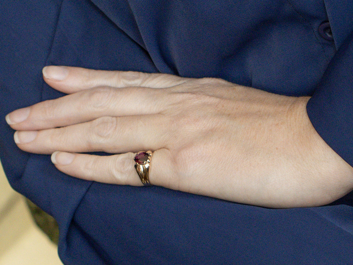 Mid-Century Garnet Solitaire Ring