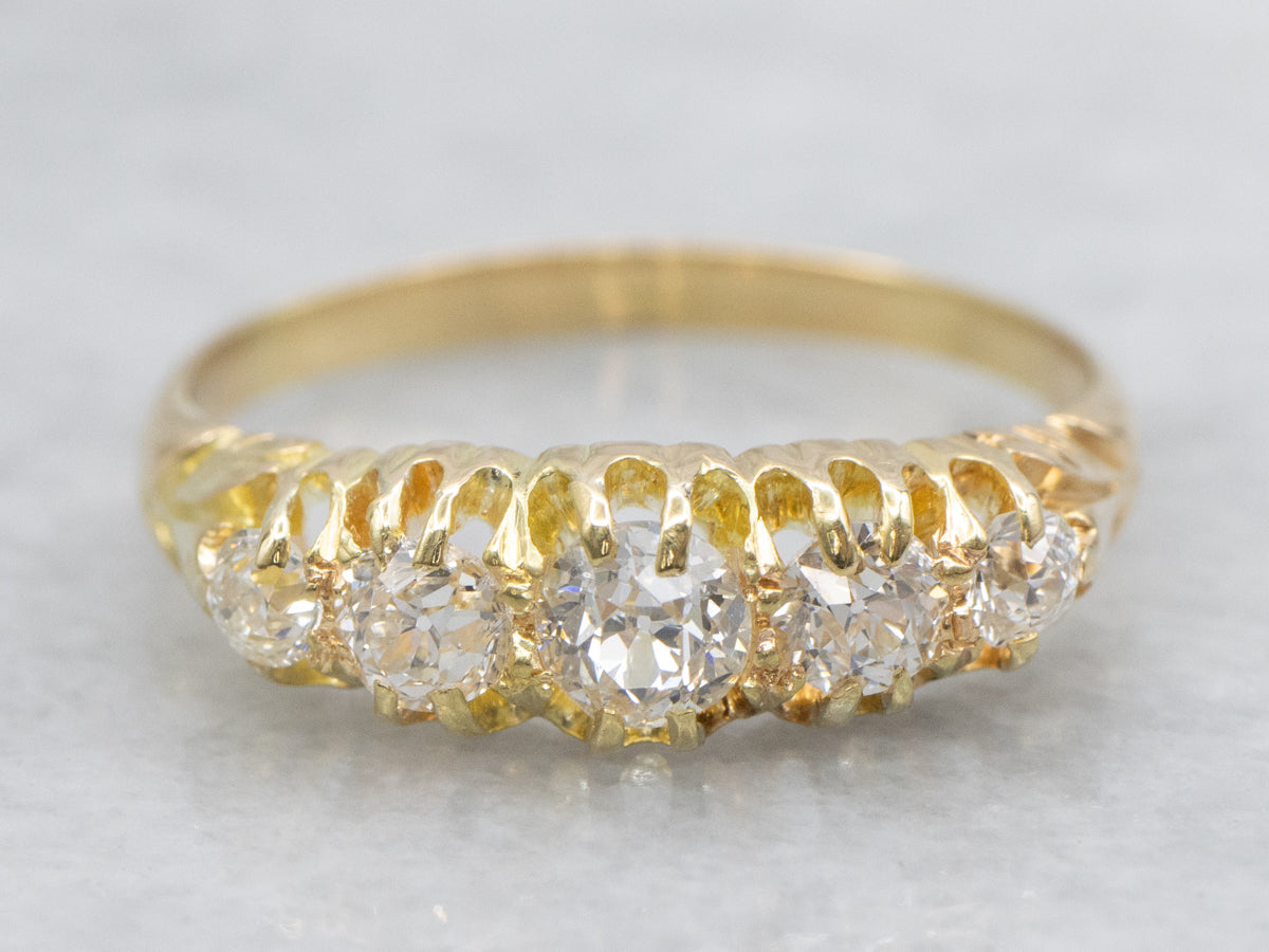 Antique Graduated Old Mine Cut Diamond Band Circa. 1910s