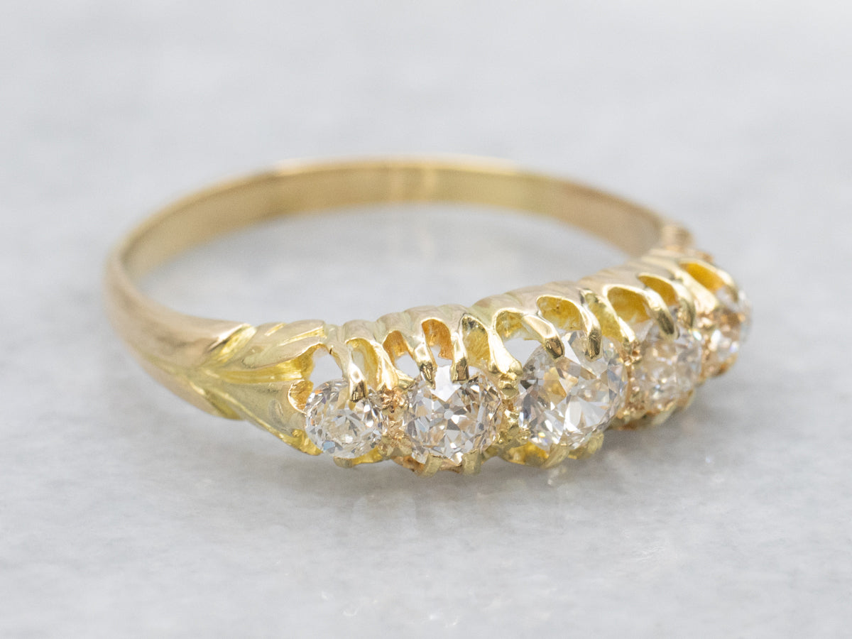 Antique Graduated Old Mine Cut Diamond Band Circa. 1910s