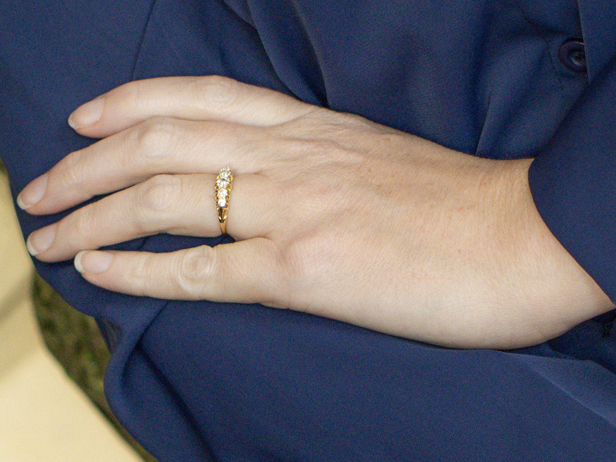 Antique Graduated Old Mine Cut Diamond Band Circa. 1910s