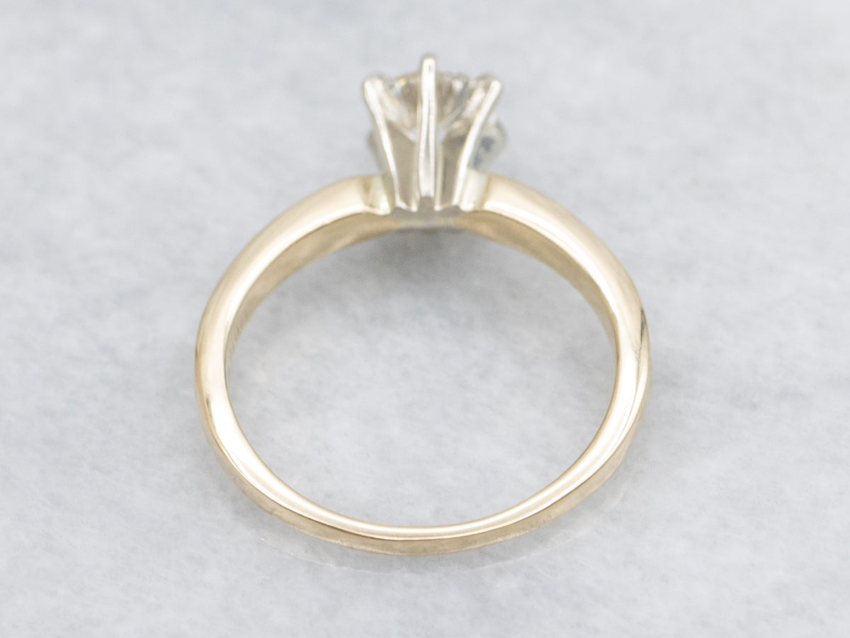 Vintage GIA Certified Diamond Six-Prong Solitaire Engagement Ring