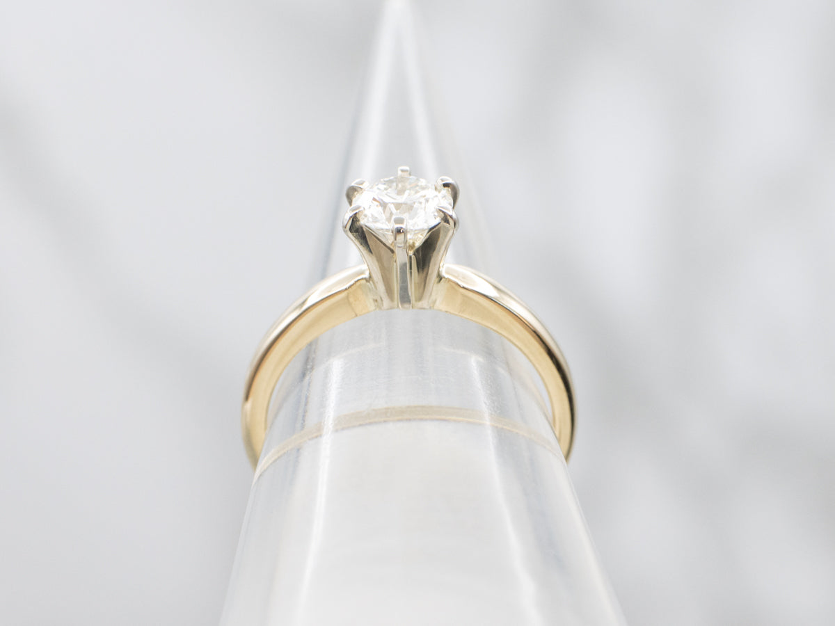 Vintage GIA Certified Diamond Six-Prong Solitaire Engagement Ring