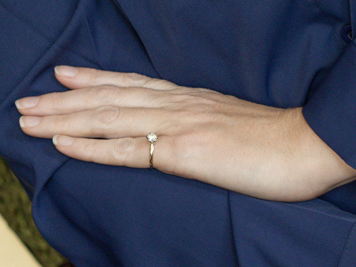 Vintage GIA Certified Diamond Six-Prong Solitaire Engagement Ring