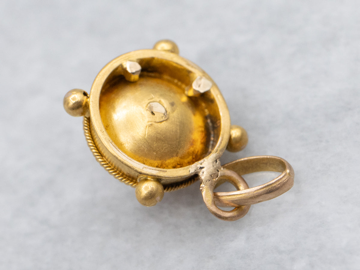 Sweet Pink Coral and 18-Karat Gold Pendant