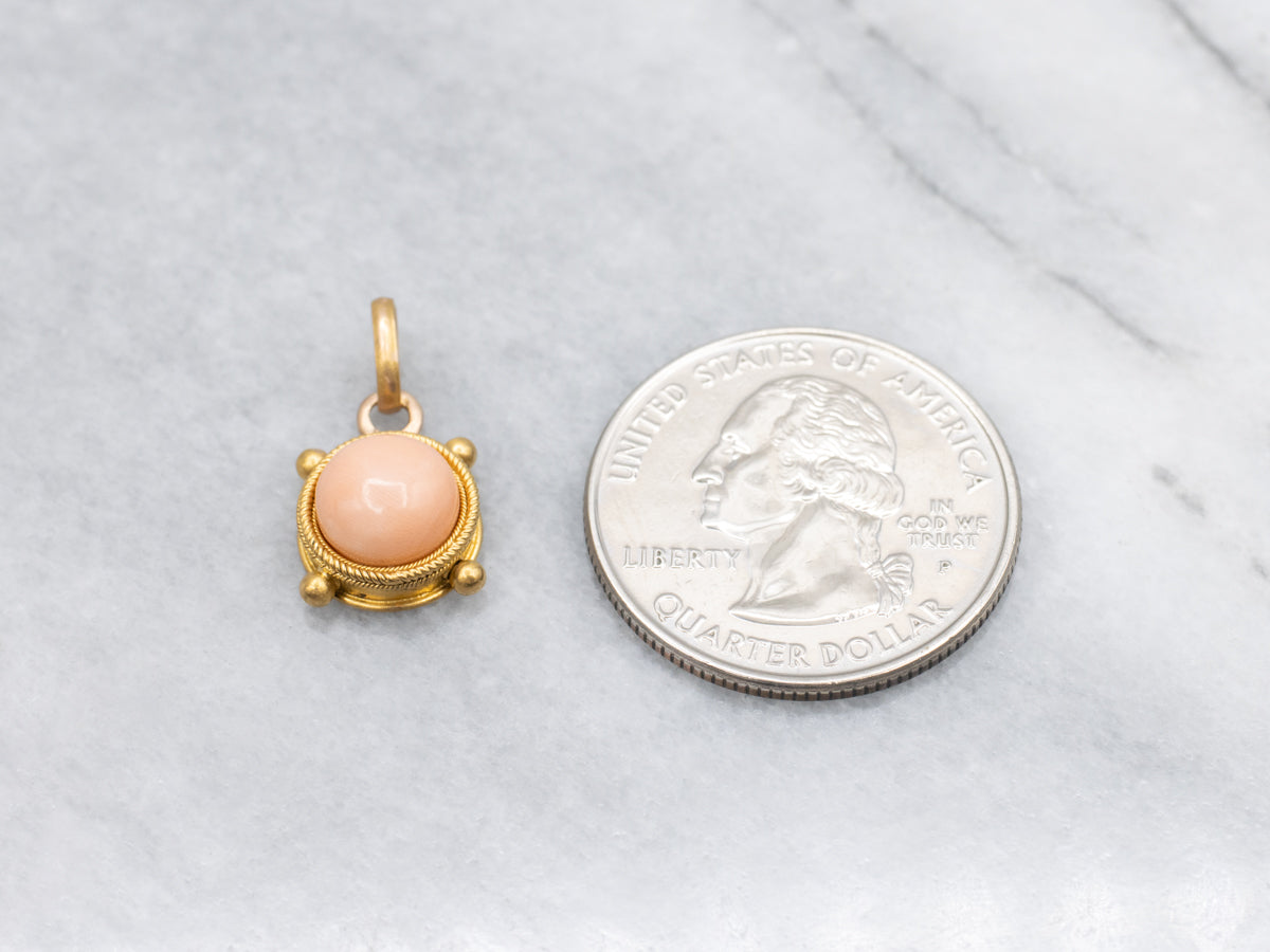 Sweet Pink Coral and 18-Karat Gold Pendant