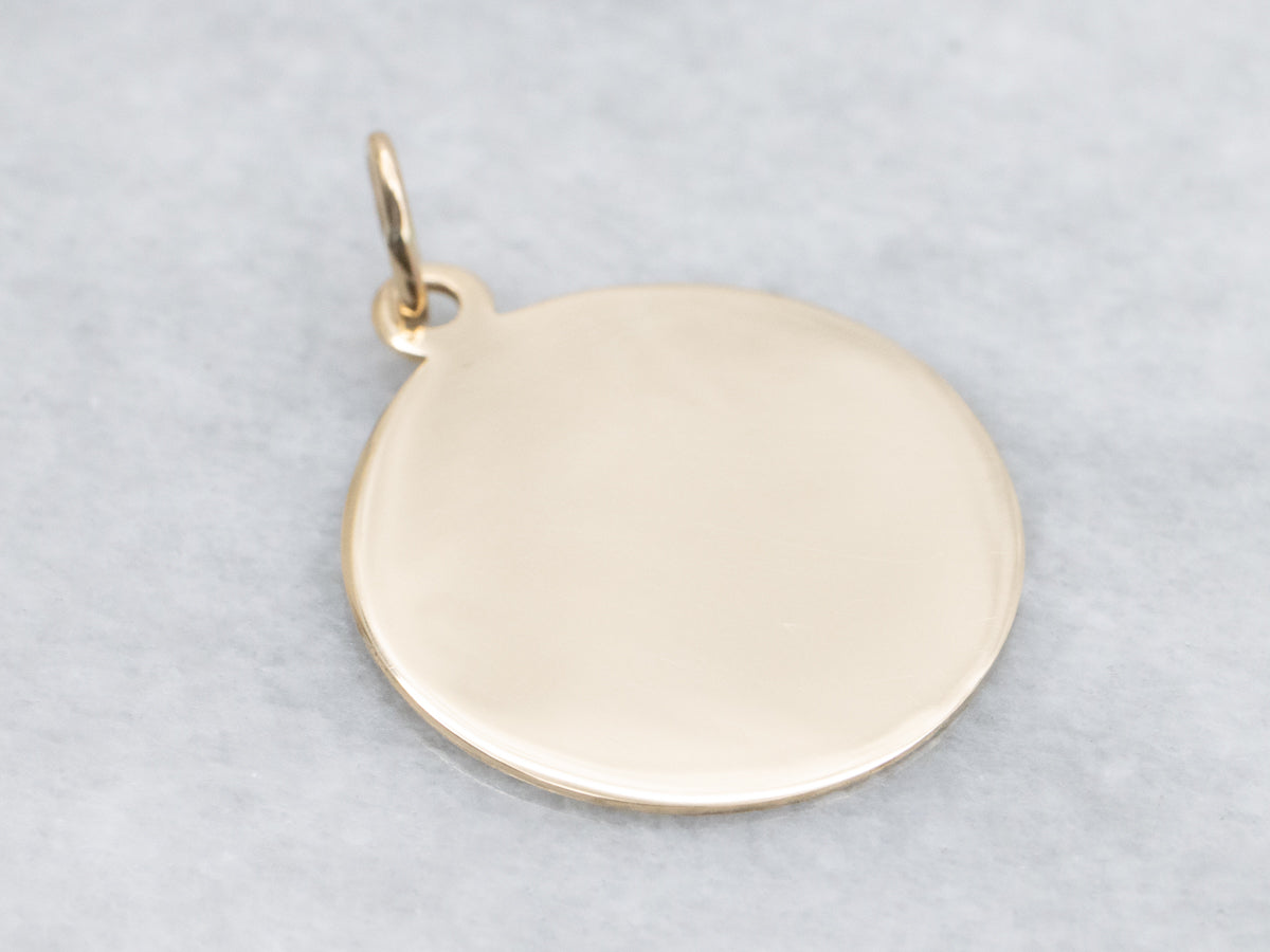 Polished Yellow Gold Disc Pendant