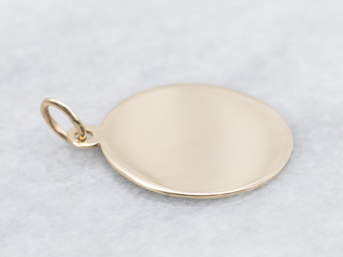 Polished Yellow Gold Disc Pendant