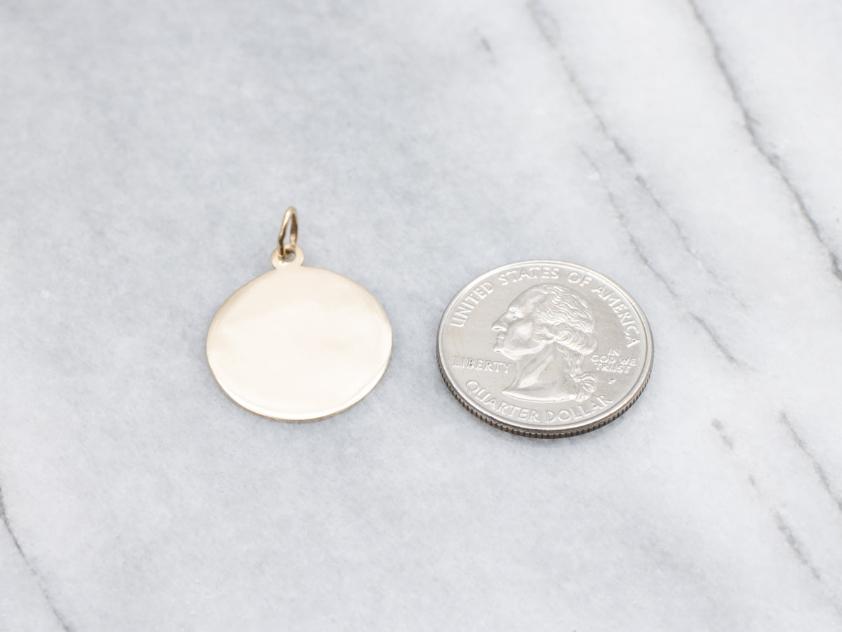 Polished Yellow Gold Disc Pendant