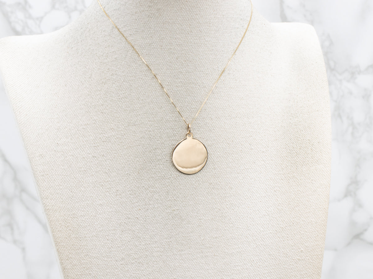 Polished Yellow Gold Disc Pendant