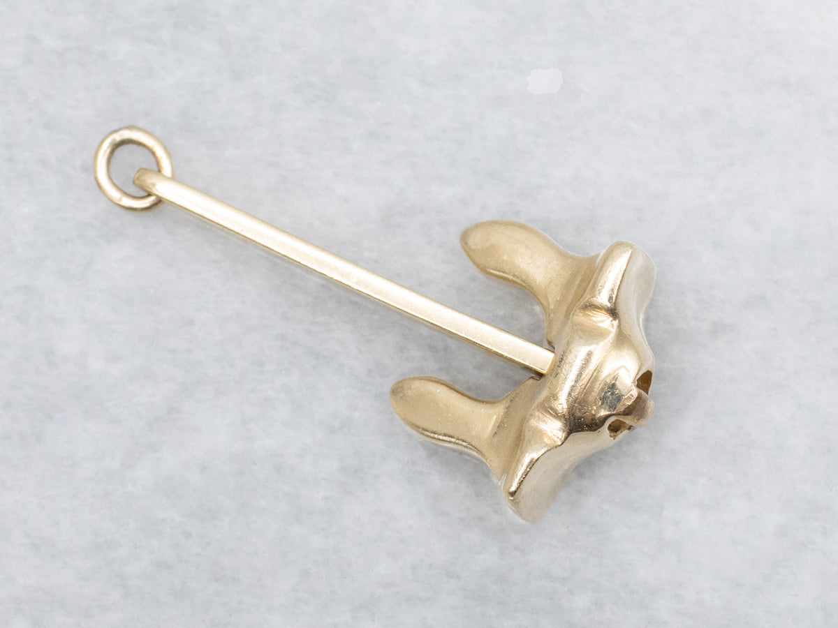 Yellow Gold Stockless Anchor Charm