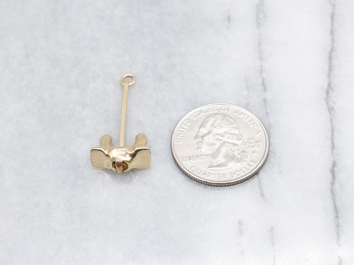 Yellow Gold Stockless Anchor Charm