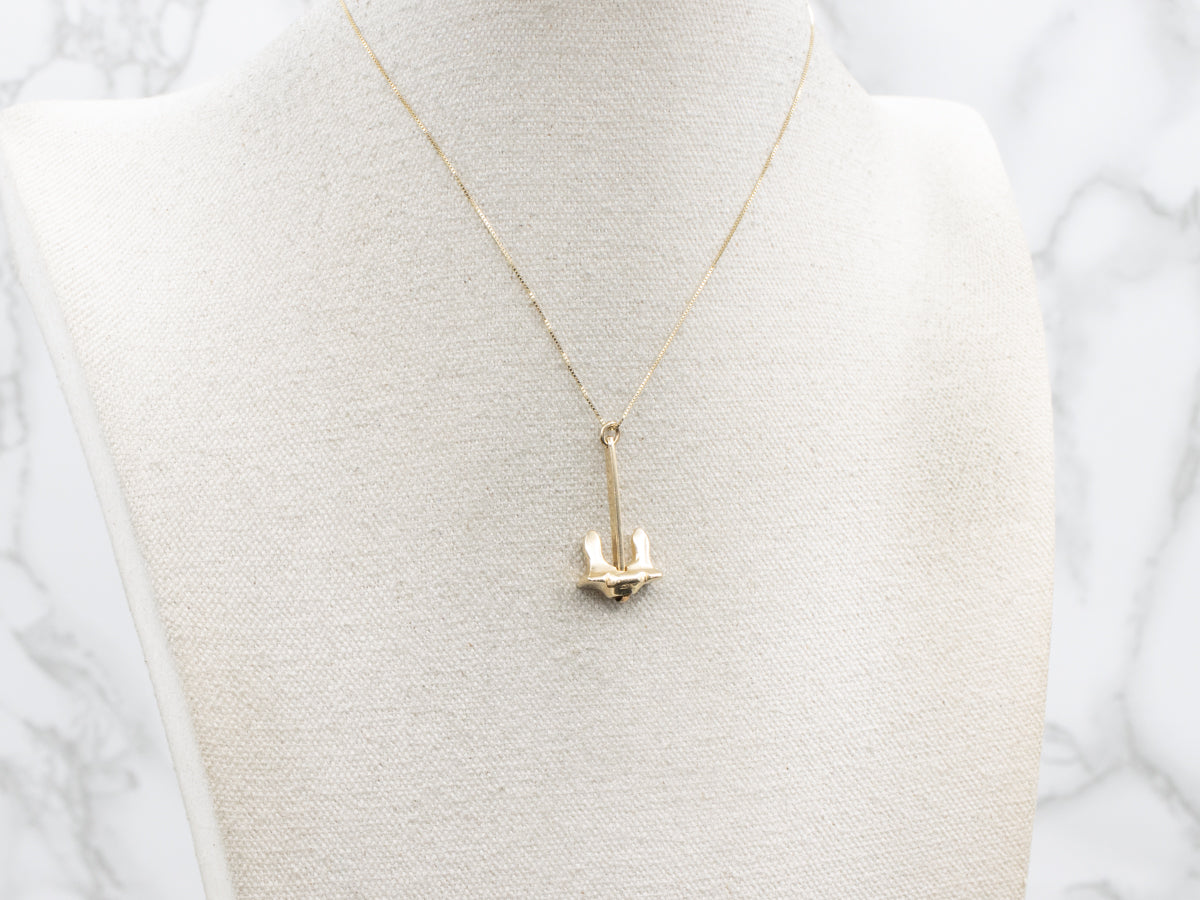 Yellow Gold Stockless Anchor Charm