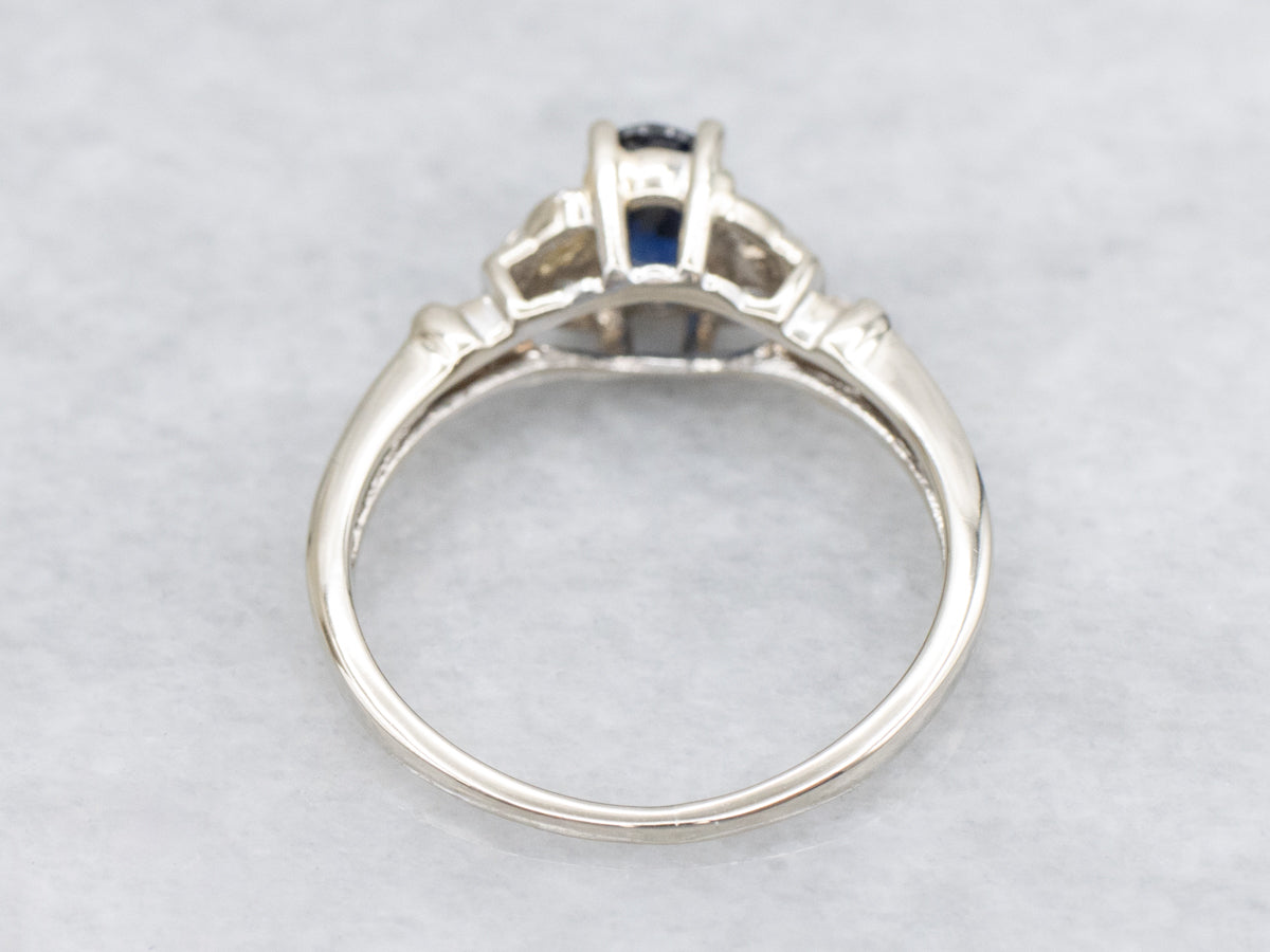 Sleek White Gold Sapphire and Diamond Ring