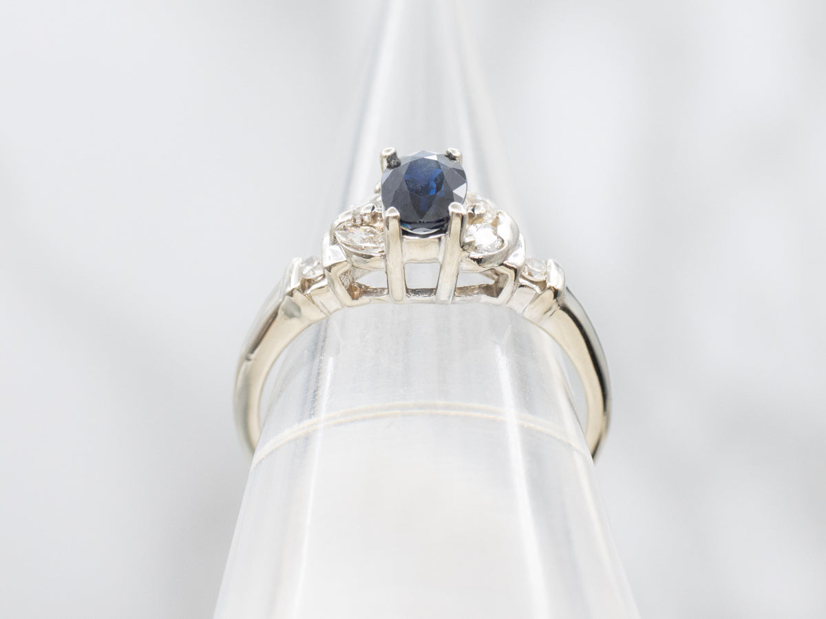 Sleek White Gold Sapphire and Diamond Ring