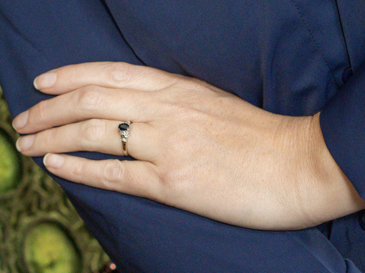 Sleek White Gold Sapphire and Diamond Ring