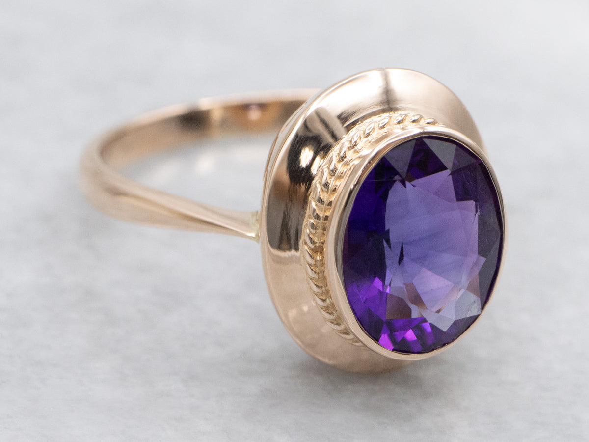 Rose Gold Bezel Set Amethyst Solitaire Ring