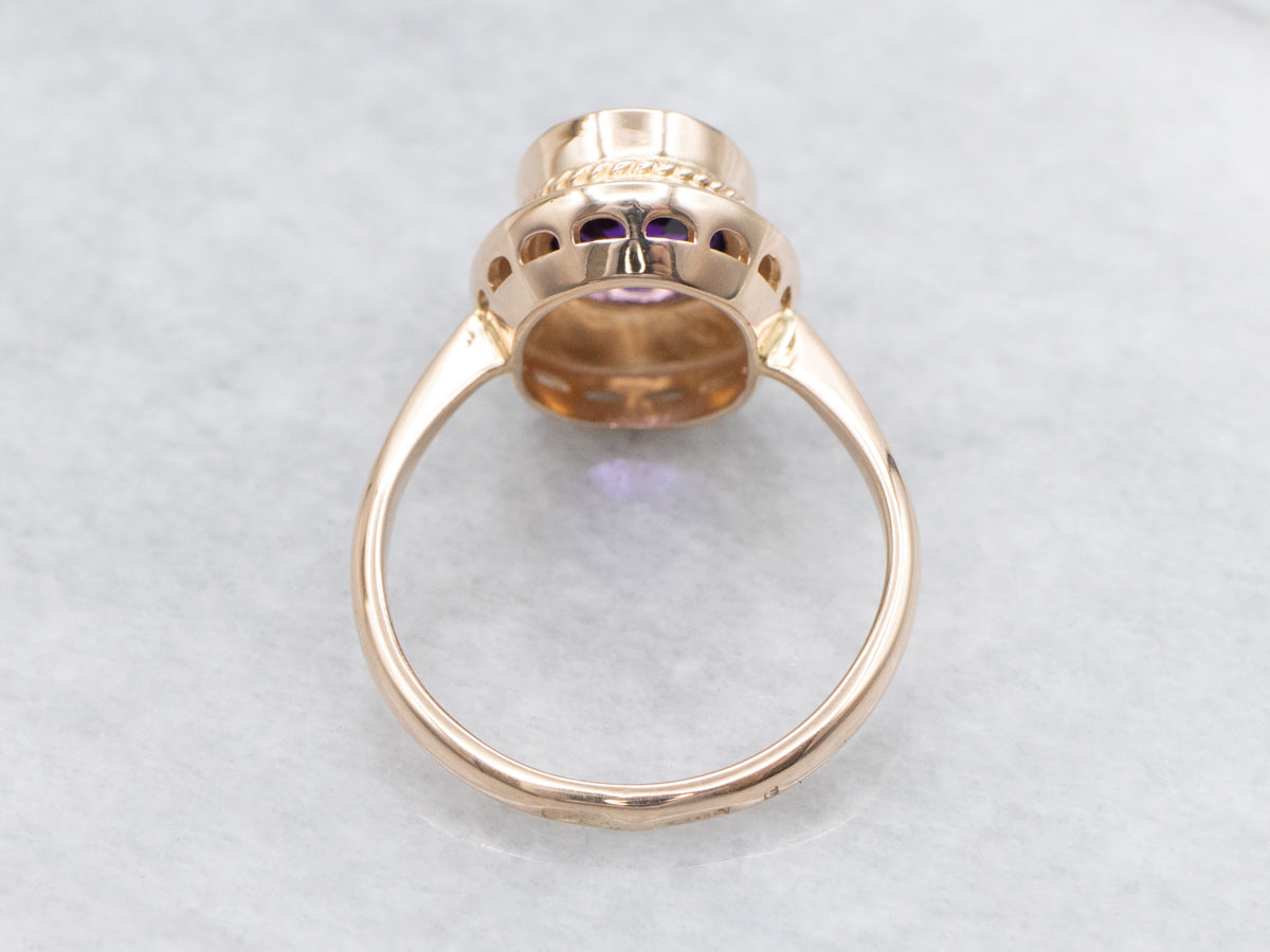 Rose Gold Bezel Set Amethyst Solitaire Ring
