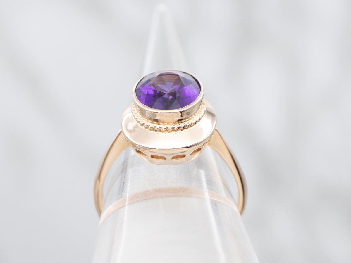 Rose Gold Bezel Set Amethyst Solitaire Ring
