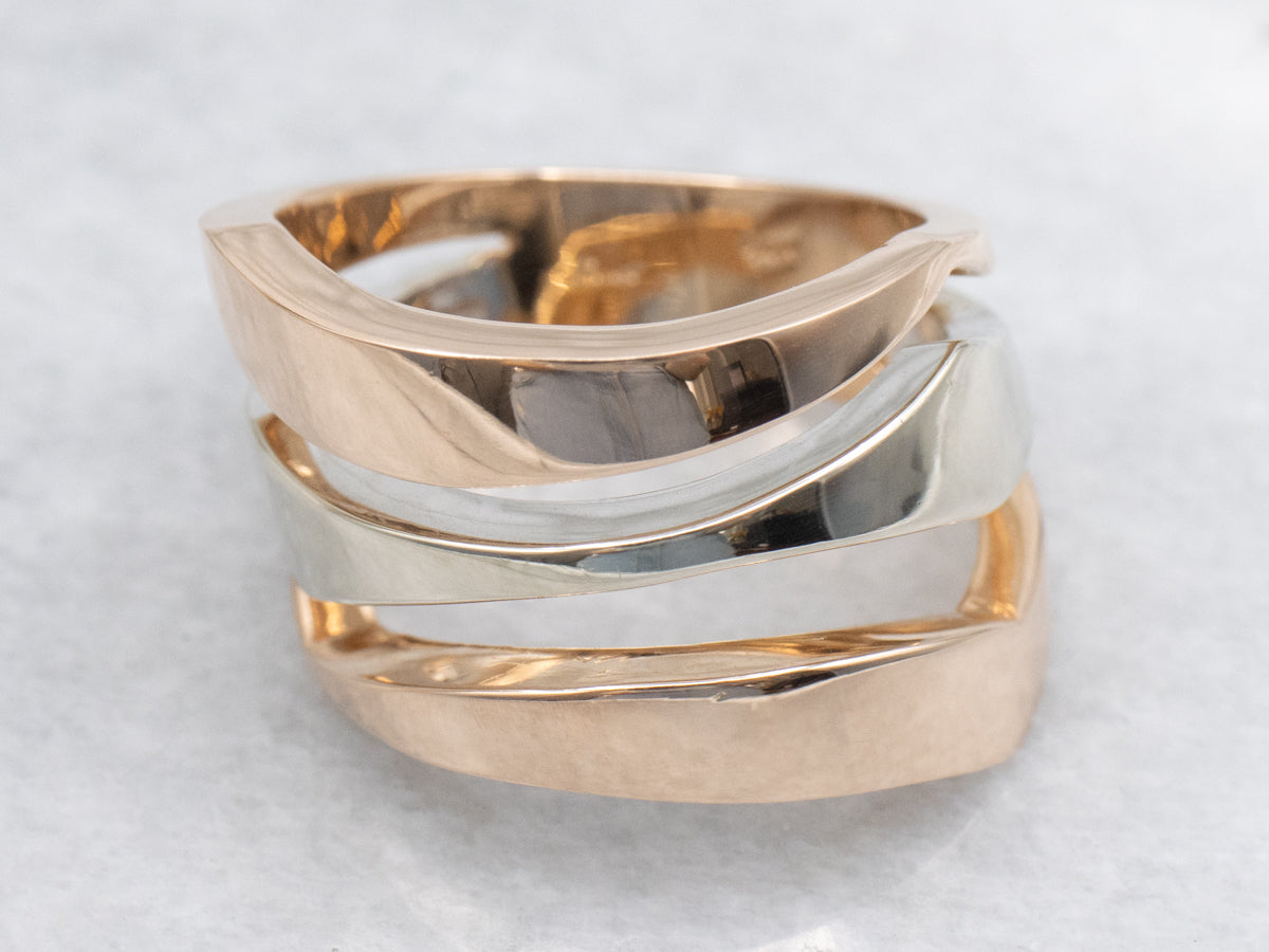 Modernist Rose and White Gold Wrapped Band