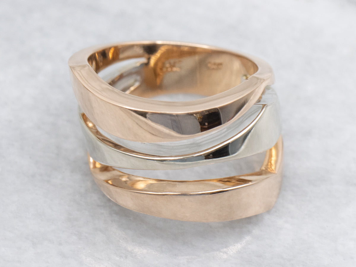 Modernist Rose and White Gold Wrapped Band