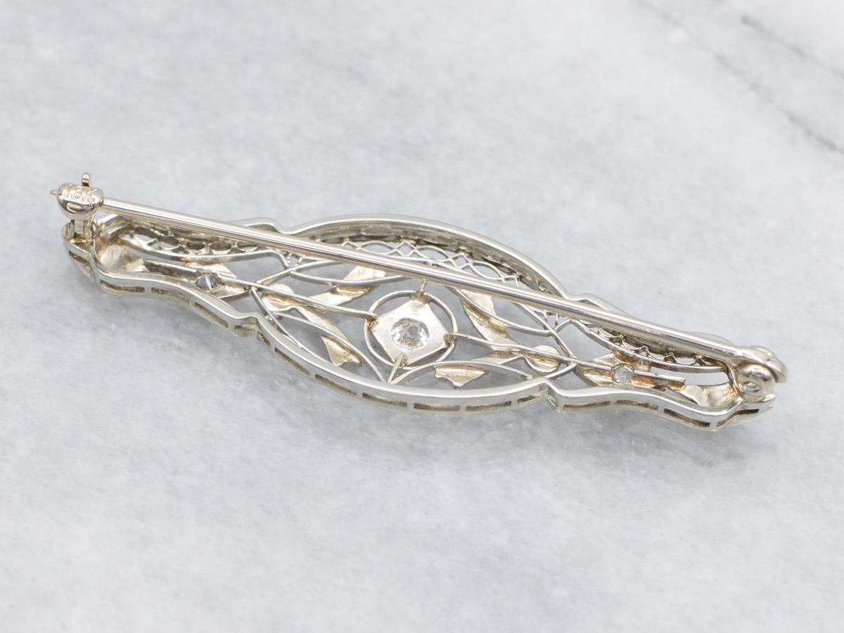 Antique Old Mine Cut Diamond Art Deco Era Brooch