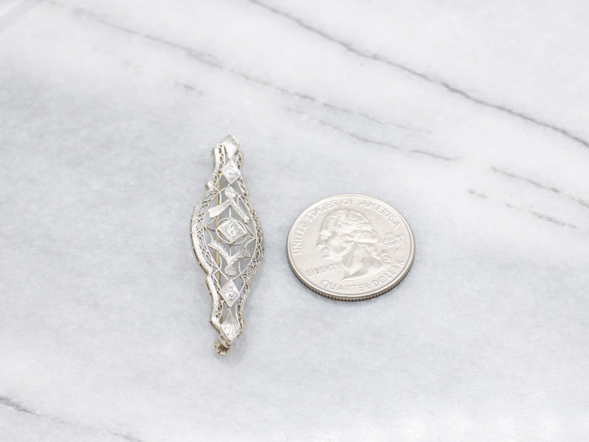 Antique Old Mine Cut Diamond Art Deco Era Brooch