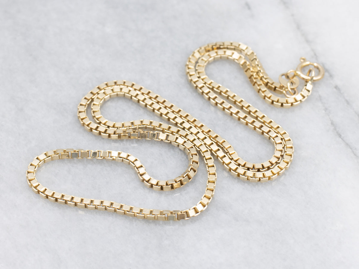 Yellow Gold Box Chain with Spring Clasp