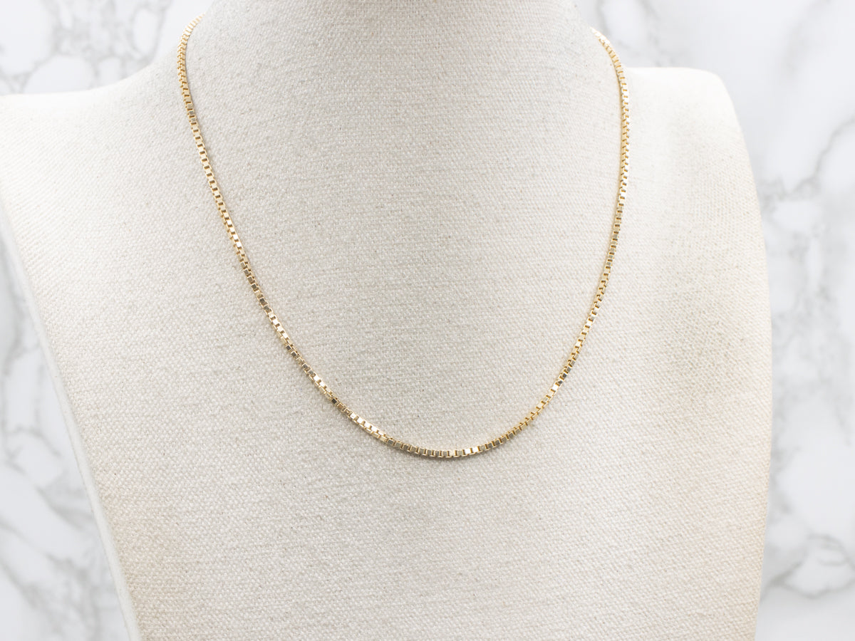 Yellow Gold Box Chain with Spring Clasp