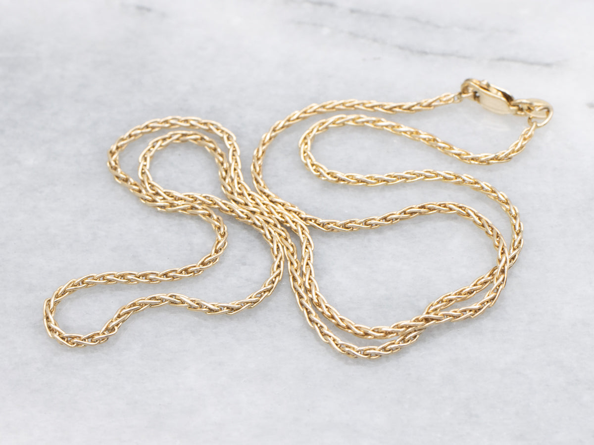 Yellow Gold Wheat Chain with Lobster Clasp