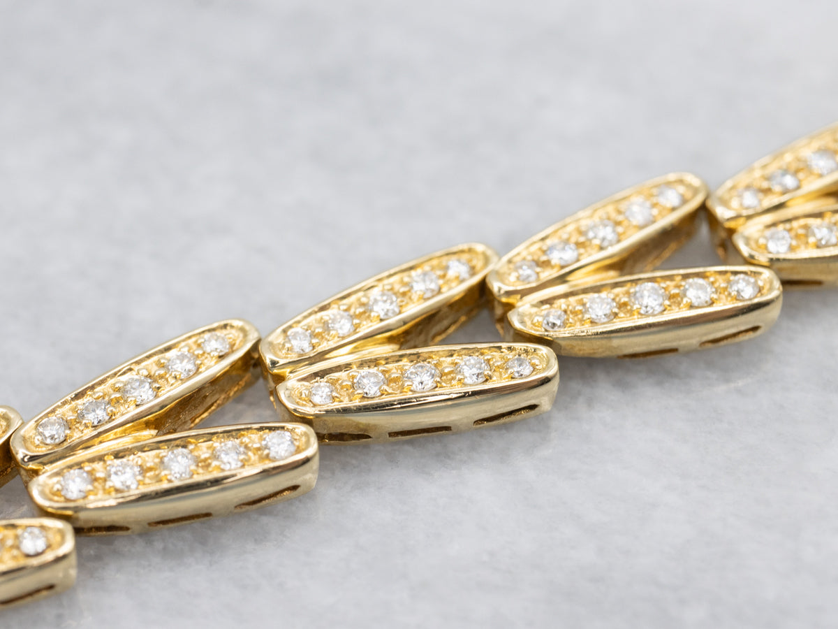 High-Quality Diamond and 18-Karat Gold V-Link Bracelet
