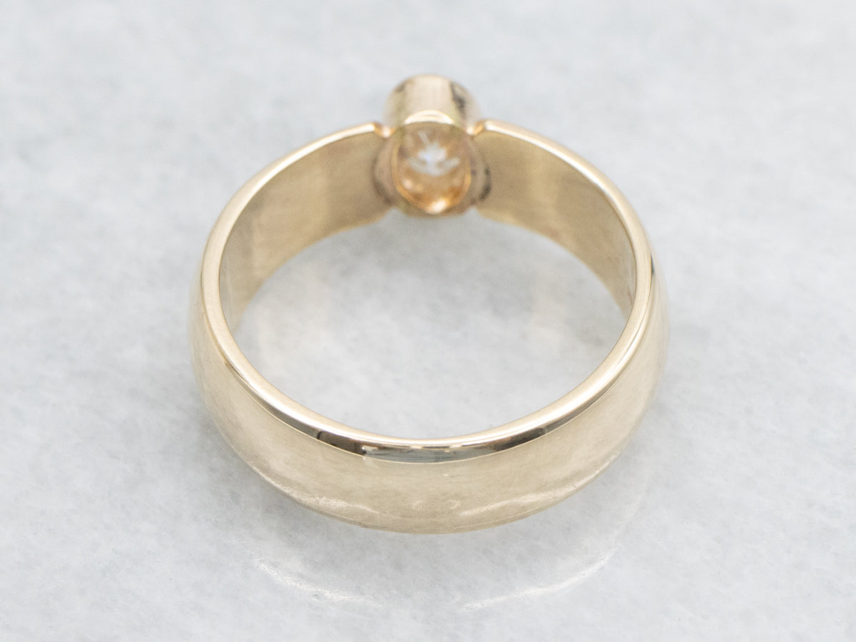 Oval Cut Bezel-Set Diamond Solitaire Engagement Ring