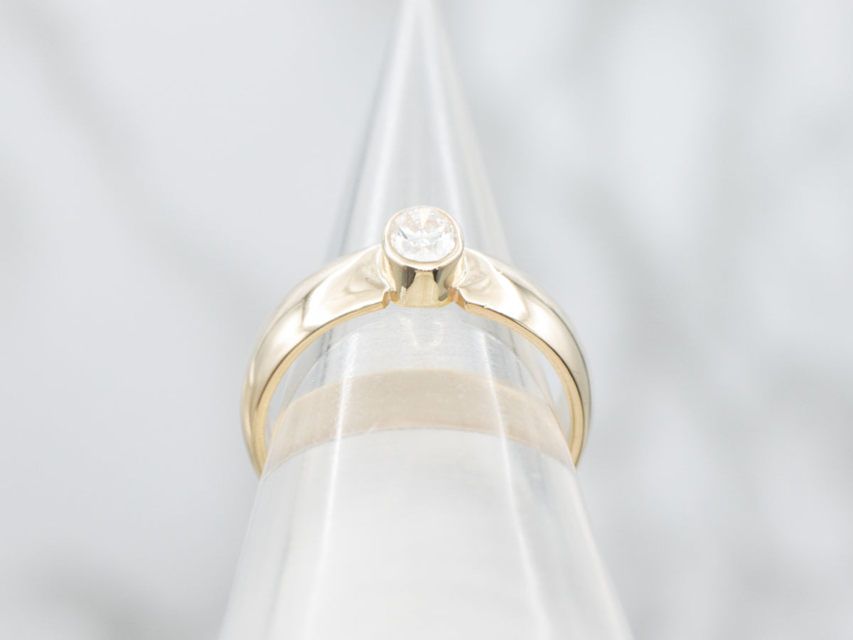 Oval Cut Bezel-Set Diamond Solitaire Engagement Ring