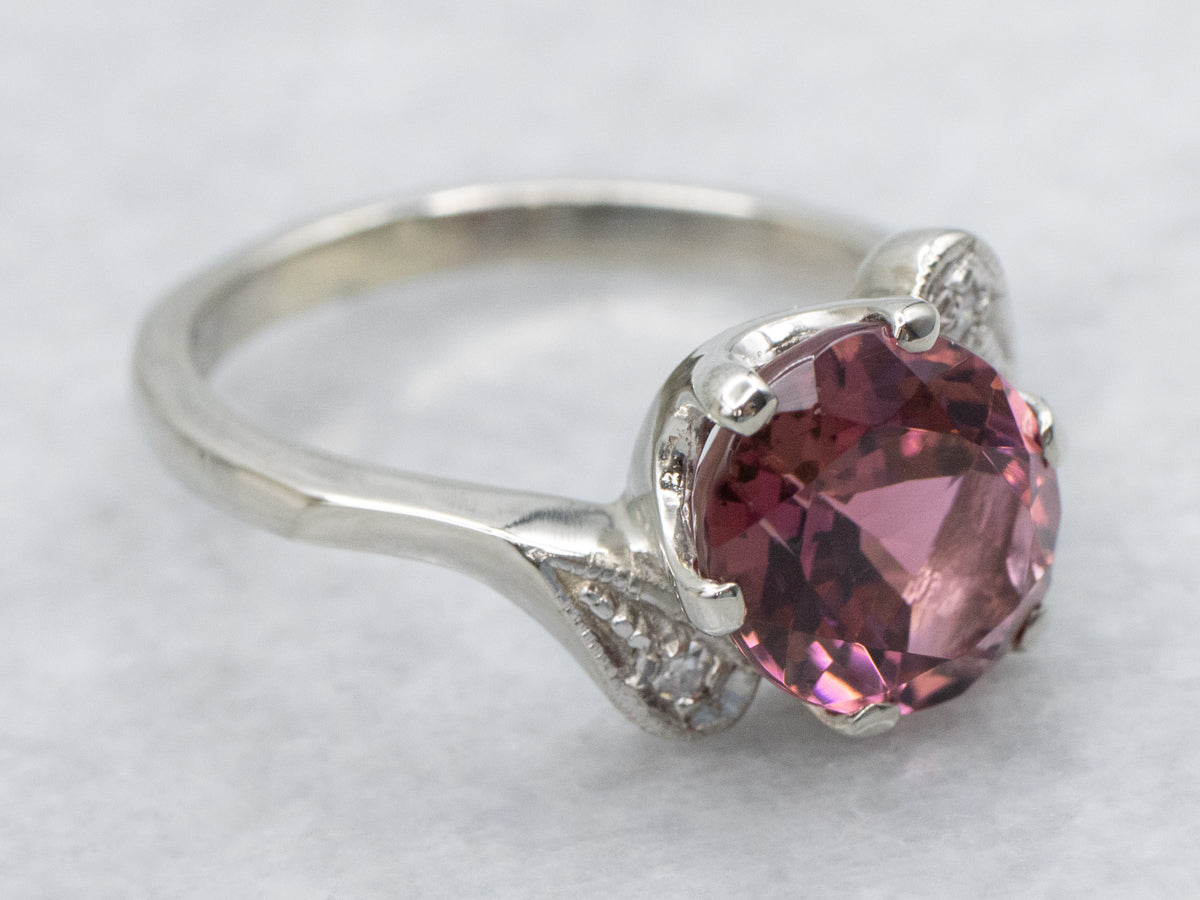 Pink Tourmaline and Diamond Bypass Ring