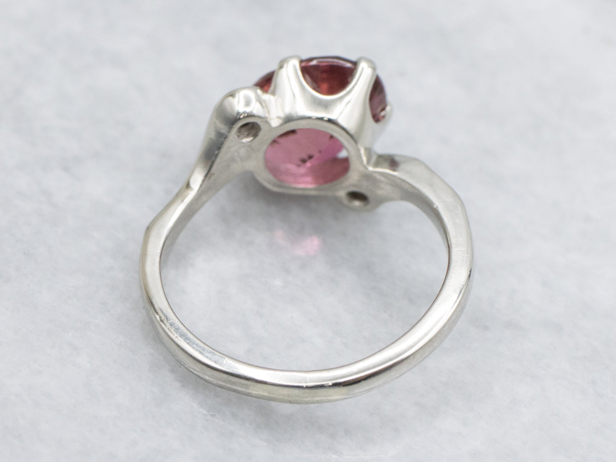 Pink Tourmaline and Diamond Bypass Ring